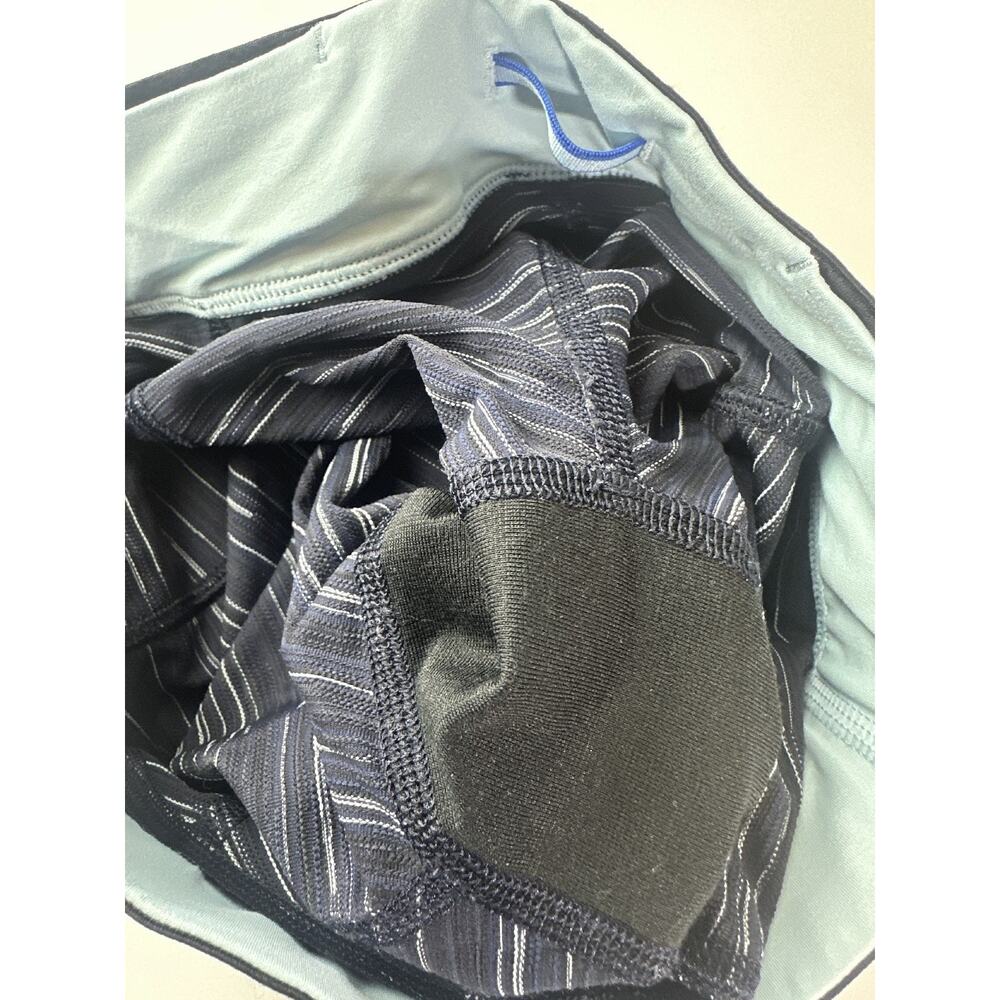 Lululemon What The Sport Short Stripe Pockets Run Stretch Blue Black Size 2 - Picture 10 of 15